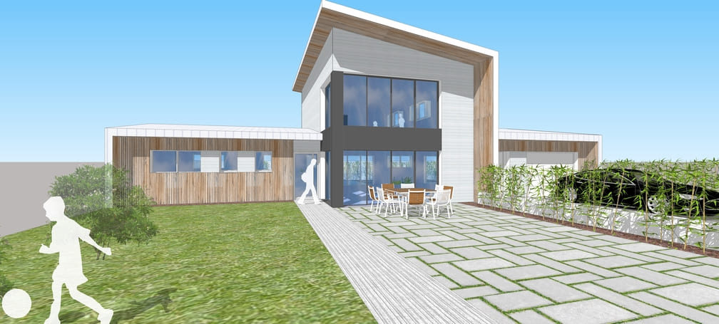 Construction d'une maison neuve Blain : vue 3D architecte Cédric Chairou